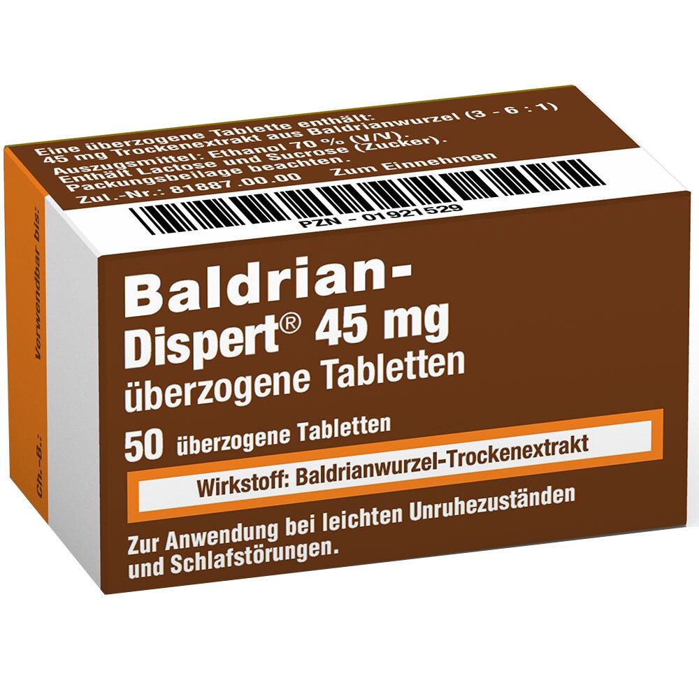 Baldrian Dispert 45 mg überzogene Tabletten 50 St Überzogene