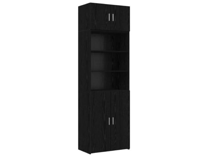PUGYNBK Aufbewahrungsschrank, Eiche, Schwarz, 2 Stück Aufwändiges Holz, verstellbare Regale, Türen mit Scharnieren, modulares Design