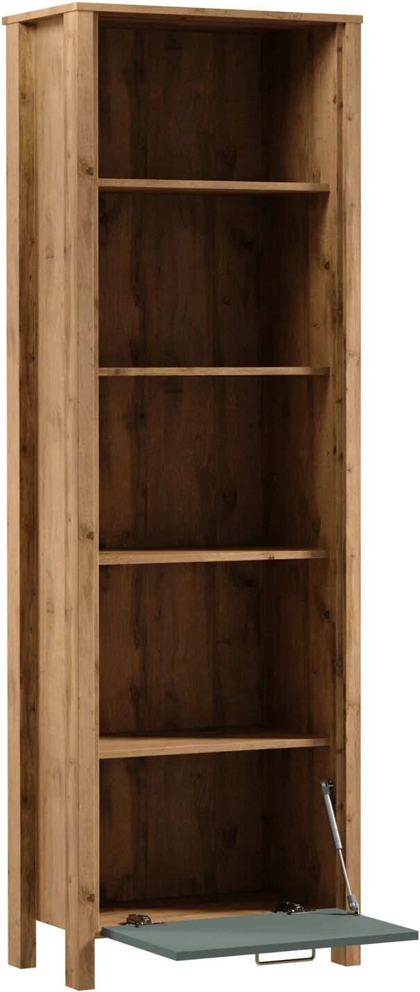 garneroarredamenti Libreria moderna 66x200h cm 4 ripiani 1 anta rovere verde Leave