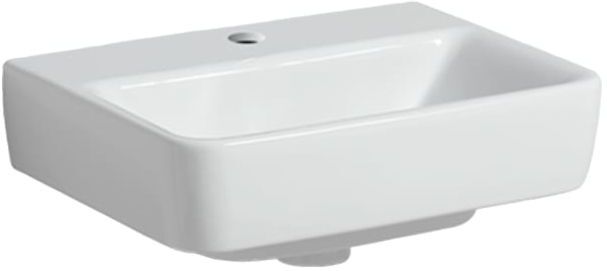 Geberit Renova Plan Handwaschbecken 501625001 45x34cm, Hahnloch mittig, ohne Überlauf, weiß