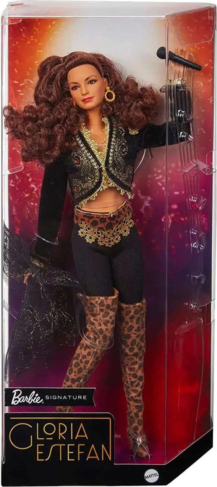 Mattel Barbie Signature Gloria Estefan pop met mini-microfoon kleurrijk