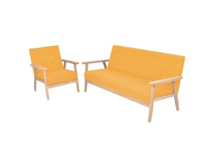 HEFZGDB Skandinavisches Design Sofagarnitur 2-TLG. Gelb Stoff Sessel und 3-Sitzer Massivholz Rahmen Polyesterbezug Bequeme Sitzmöbel Langlebige Polsterung Entspannen Lesen Fernsehen