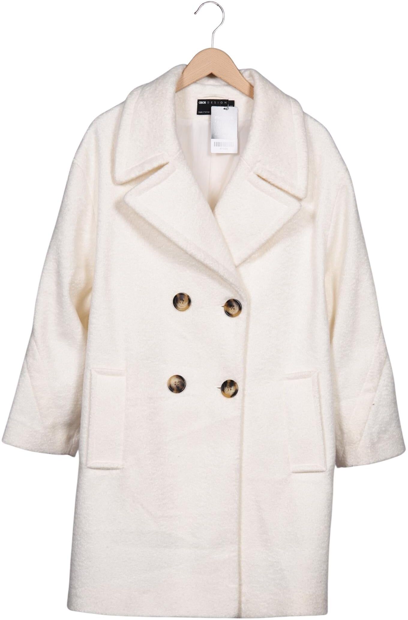 asos Damen Mantel, Cremeweiß, Gr. EU 40, Synthetik - Second Hand