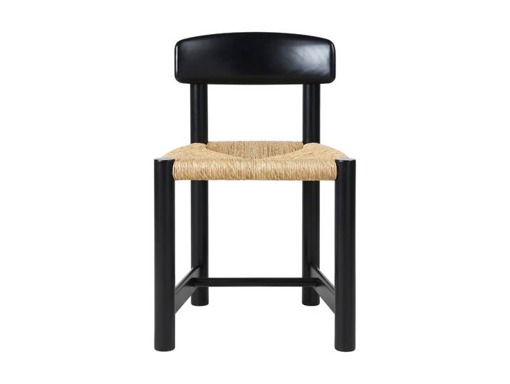 GUBI Daumiller Side Chair Stuhl Natural Rush-brown/black pine