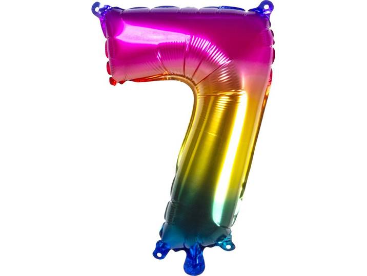 Boland - Folieballon '7' - Regenboogkleurig - 36 cm