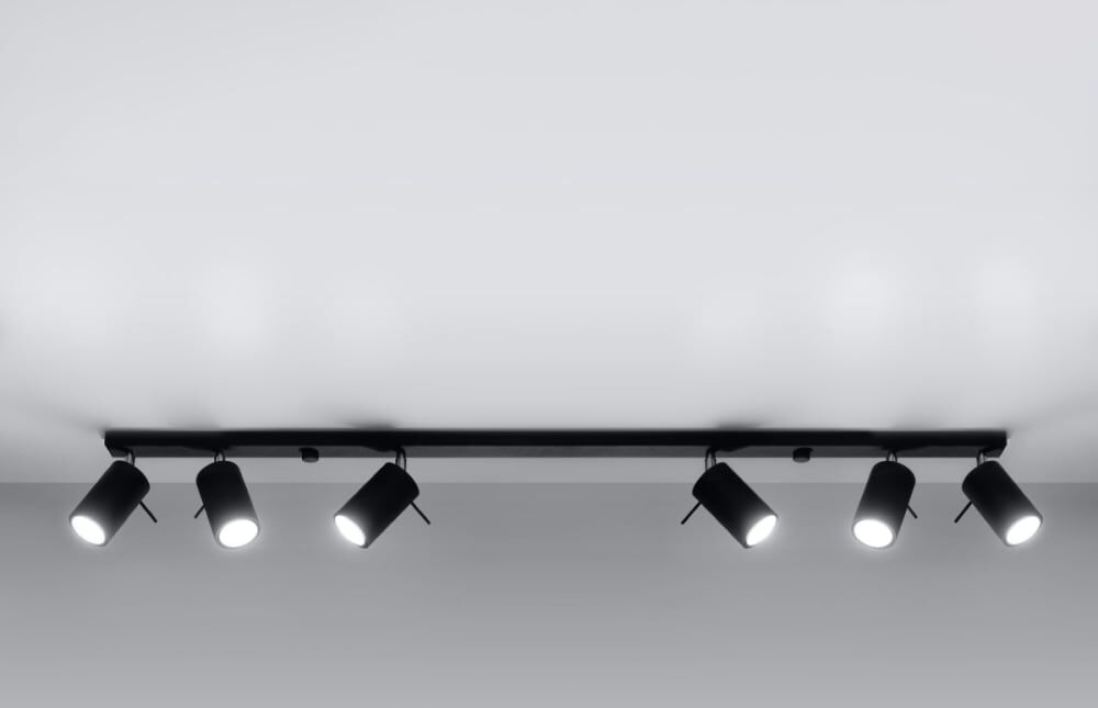 Sollux Lighting Plafonnier Acier Noir GU10 6 Ring Noir 118x0x6cm