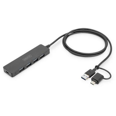 Digitus DA-70236 USB-Hub 4 Port USB-A USB 3.0 5 GBit/s mit USB-C® Stecker Schwarz DA-70236