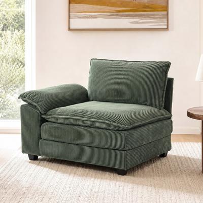 Uixe Modern Corduroy Upholstered Corner Armless Modular Sectional Sofa