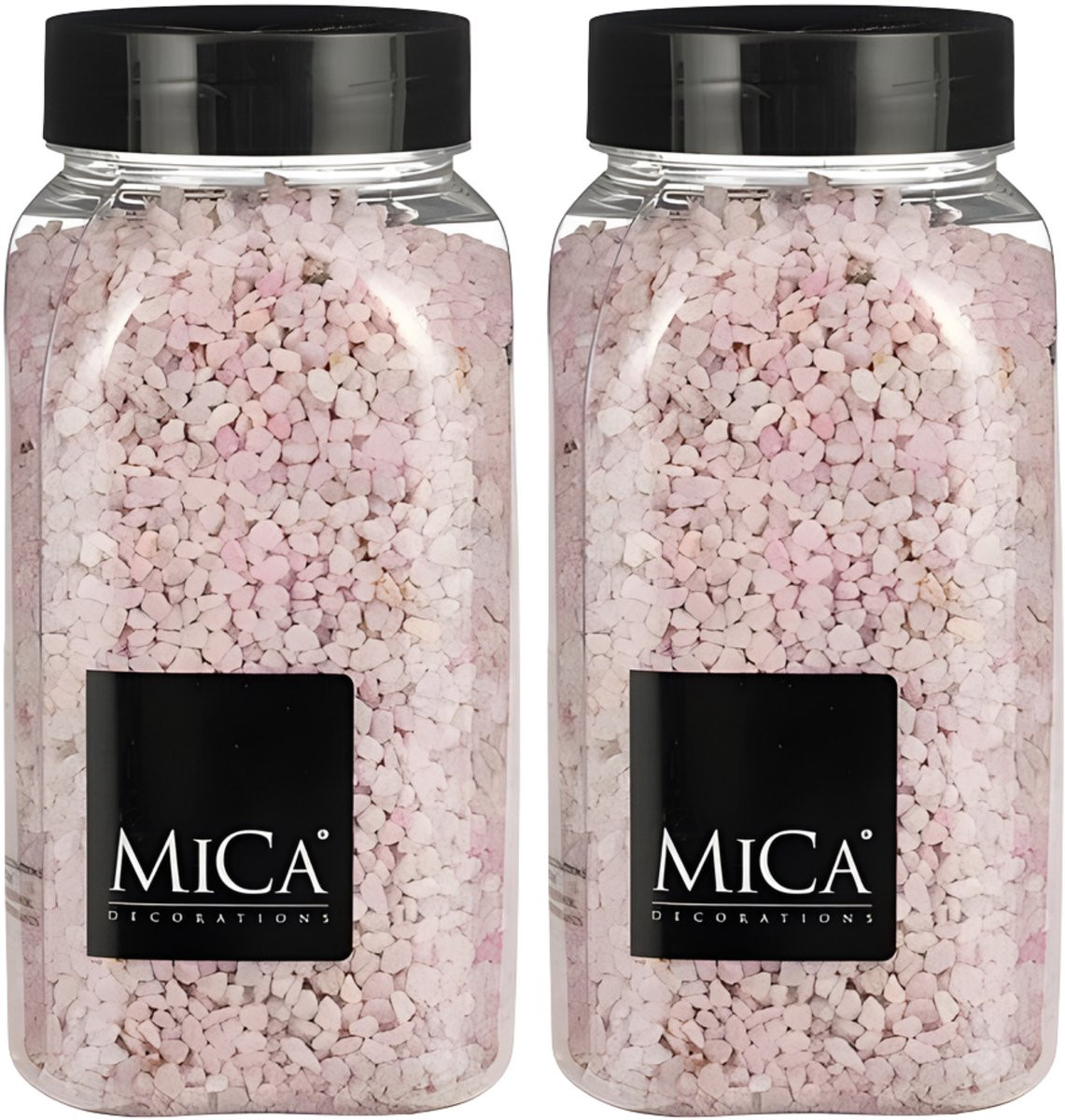 Mica Decorations decoratiestenen granulaat - 2x 650ml - roze - hobby steentjes