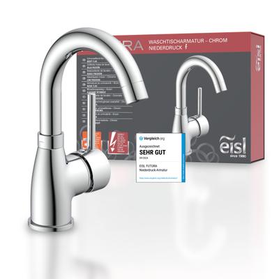 Waschtischarmatur EISL "Futura", grau (chromfarben), B:10cm T:13,2cm, Kunststoff, Messing, Armaturen, Niederdruckarmatur, mit Energiesparfunktion Cold Start, Mischbatterie