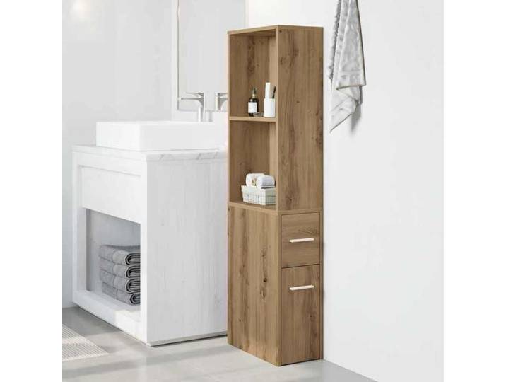 Colonne de salle de bain chêne artisanal style classique bois d'ingénierie 22x41x135 cm petite salle de bain