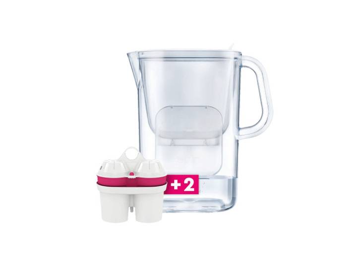 BWT AQUAlizer Baselight Wasserfilterkanne mit elektronischem Timer, 2,6 l – Weiß, inkl. 2 magnesium-mineralisierte Wasserfilterkartuschen