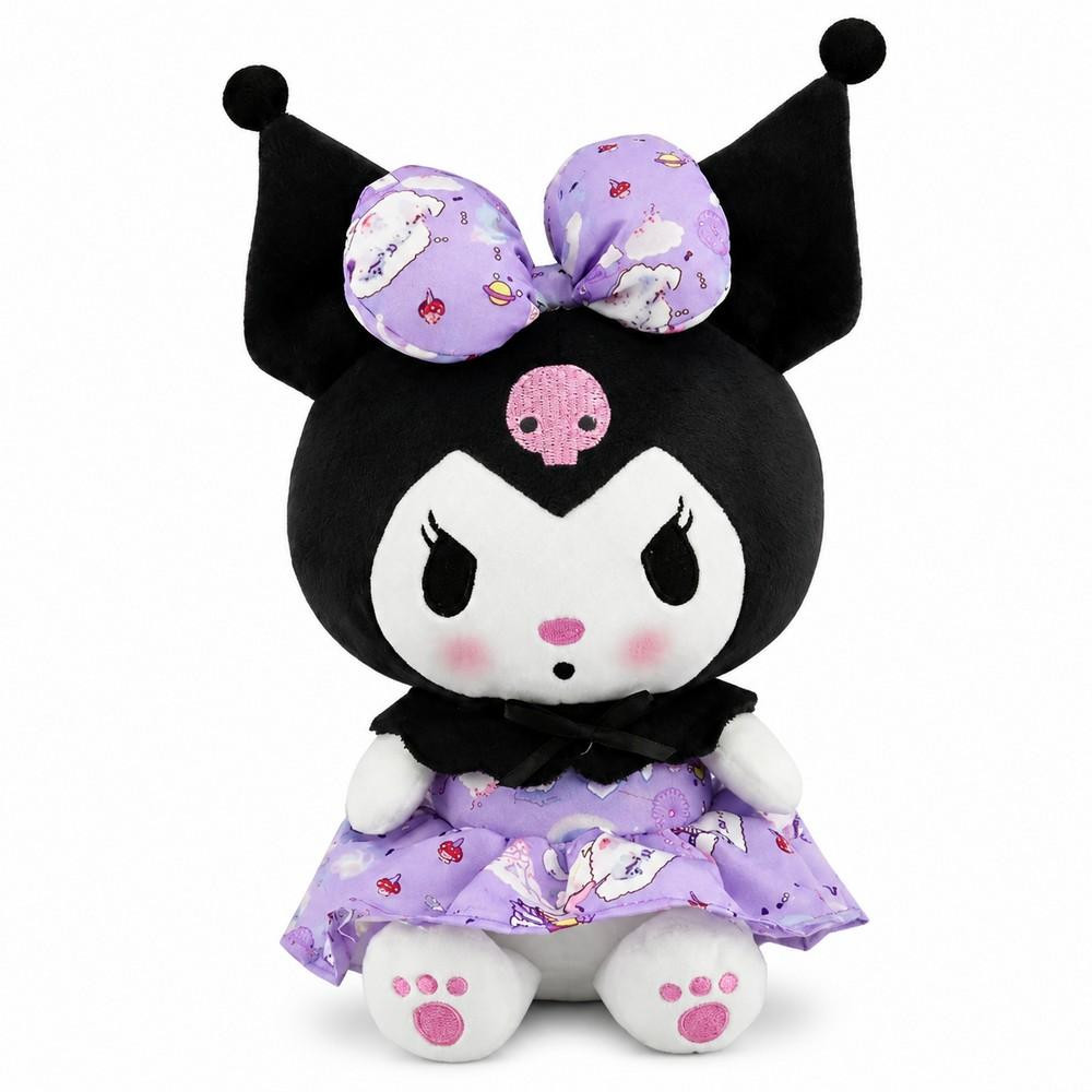 Wiztex Sanrio Kuromi Knuffel met Paarse Strik, 23 cm