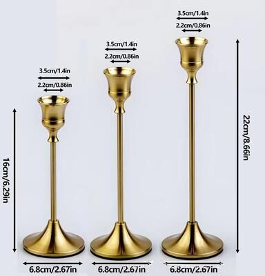 Inspired Finds Vintage Metal Tabletop Candle Holders Set Of 3 Elegant Wedding Decor gold