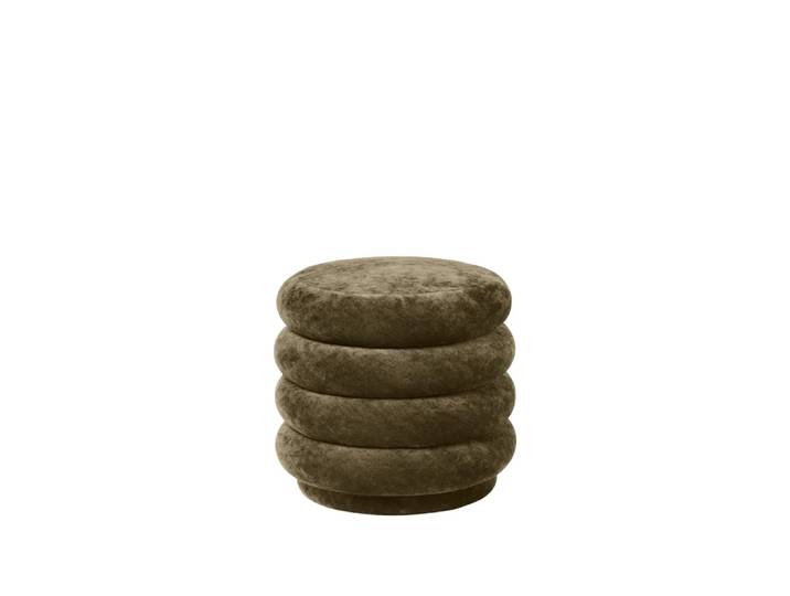 Ferm Living Pouf Pouf Round tissu faded velvet 3 forest