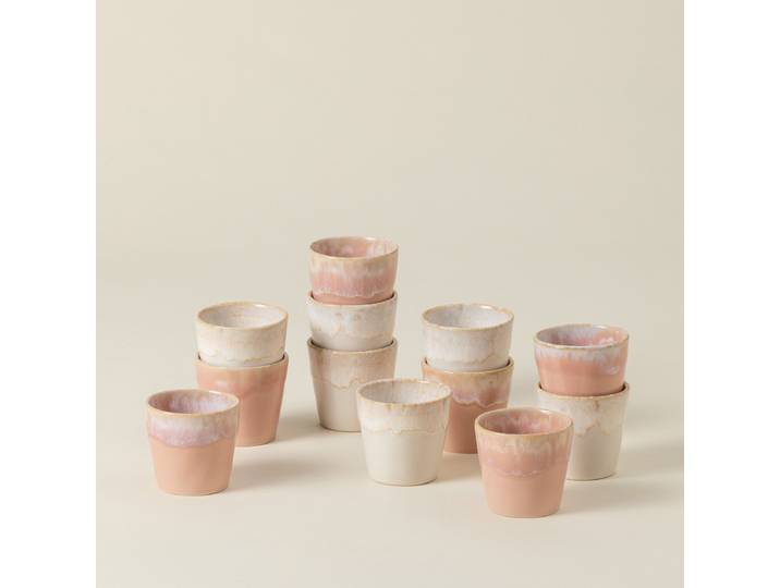 home24 Espressokopje Grespresso set van 12 wit/roze/roze/wit