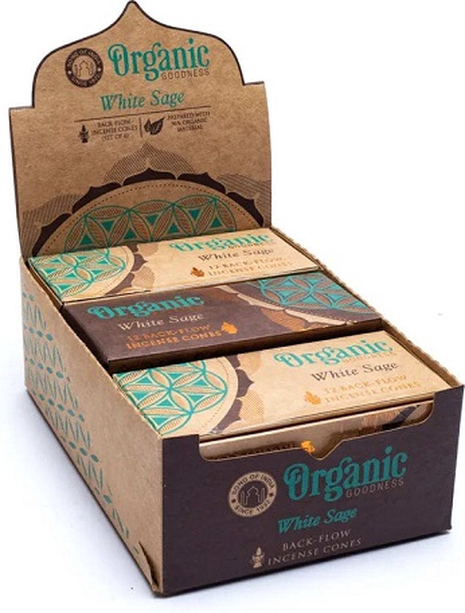 Song of India Organic Goodness White Sage Backflow Wierookkegels - 6 stuks