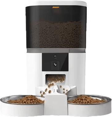 Inspire Curations SmartServe 4L Automatic Pet Feeder With Camera & Dual Bowls 4l 2 Bowl White 4l