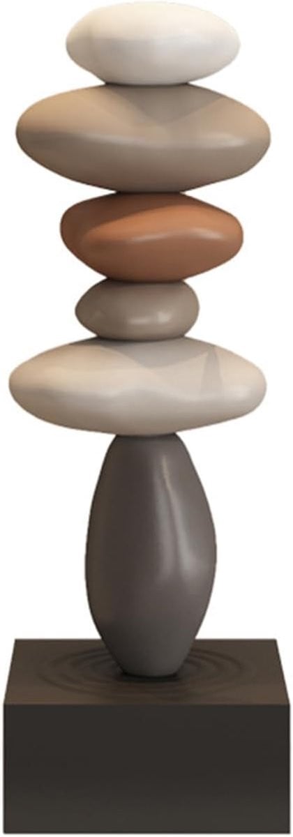 Decoratief Beeldhouwwerk Wit Grijs - Modern Abstract Kunstbeeld van Hars - Hoogte: 26.5 cm