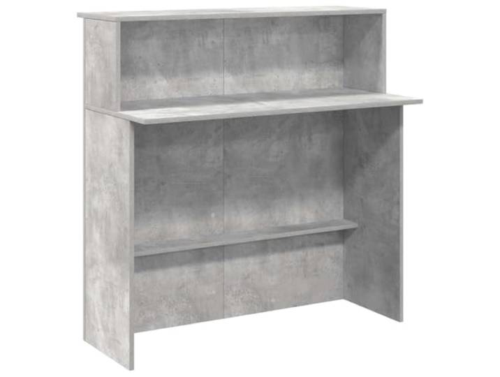Makastle Empfangstheke Betongrau Holzwerkstoff 100x50x103,5 cm Integriertes Regal