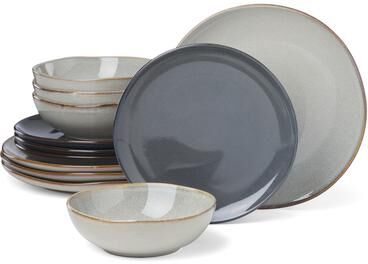Oneida Organic Shades 12-Piece Dinnerware Set, Service For 4, Gray