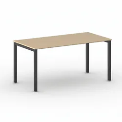 Bürotisch PRIMO SQUARE 160x80 cm, schwarzes Metallgestell, Buche
