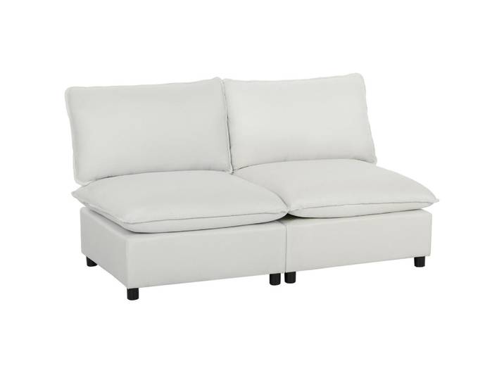 ComfortXL 2-Sitzer-Sofa De-06595 mit Kunstleder & dicken Kissen Grau, Holz, 146x78x85 cm, Wohnzimmer, Sofas & Couches, Sofas, 2-Sitzer Sofas