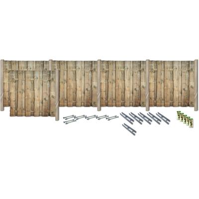 Sichtschutzelement KONIFERA "FULLERTON", grün, H:180cm, Massivholz, Stahl, Zaunelemente, Rustikale Bohlen, verschiedene Längen