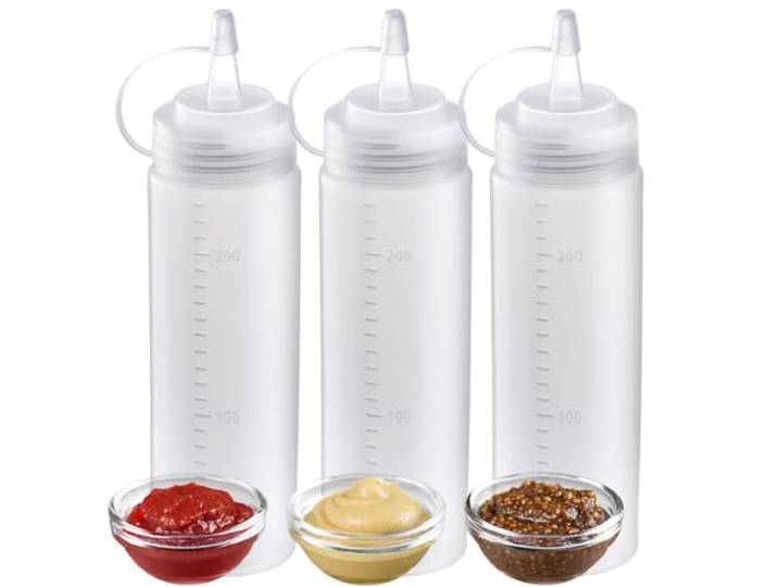 Westmark Quetschflasche – Präzise Dosierung und sauberes befüllen der formstabielen Flaschen mit Mayo, BBQ-Sauce und anderen Flüssigkeiten, hygienisch, BPA-frei – 240 ml