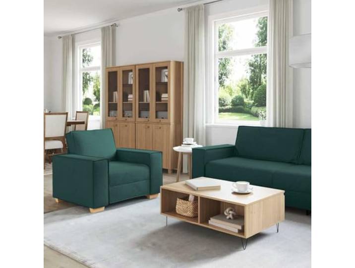 KTHLBRH 3-teiliges Sofa dunkelgrün 220 x 80 x 84 cm Atmungsaktives Leinen-Mischgewebe, minimalistisches Design, elegantes Set für Wohnzimmer