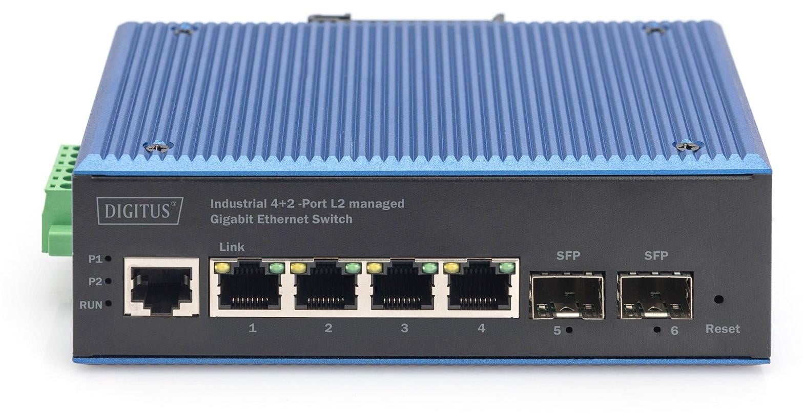 DIGITUS DN-651154 Industriële Gigabit Ethernet-switch, L2, beheerd, 4+2 poorten