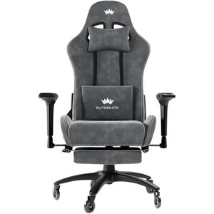 ELITESEATS Gaming-Stuhl mit Fußstütze, dunkelgrau, Stoff, belastbar bis 200 kg