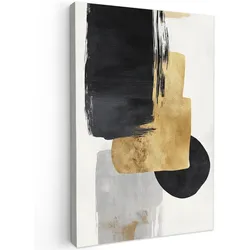 LEINWANDBILD Gold - Rechtecke - Kreise - Abstrakt Deko Wohnzimmer 20x30 cm