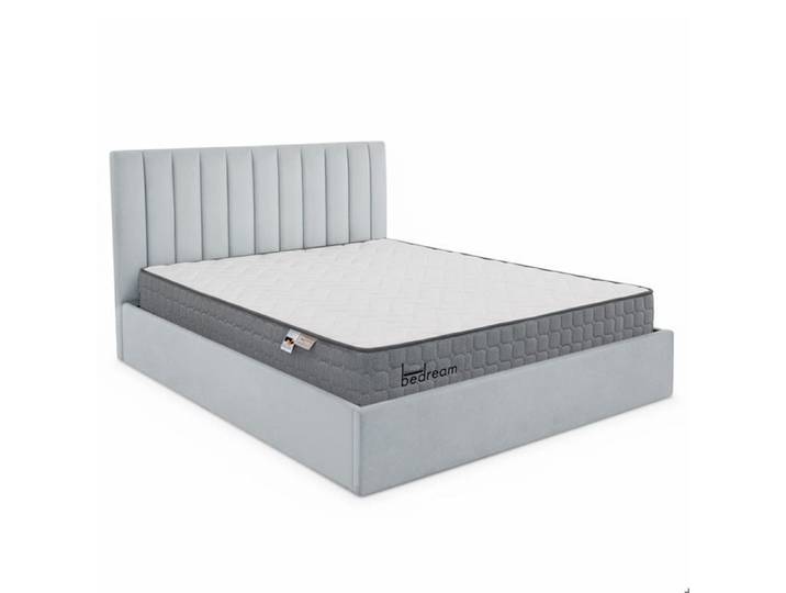 MENZZO Pack Lit-coffre Songe + Matelas Bedream 180x200cm Velours Argent - Velours Lit : L189 x P217 x H112 cmMatelas :