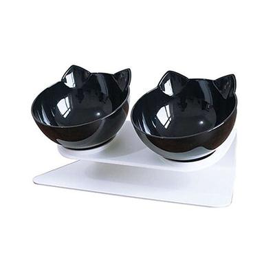 Haustierkomfort-Futternäpfe Tierfutter Wasserspender 15° geneigter Spender-Hundekatzen-Doppelnapf mit angehobener und geneigter Plattform