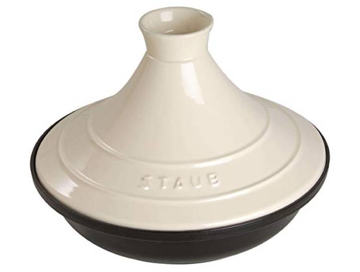 STAUB Plat à Tajine en Fonte\, Couvercle Céramique\, Ø 28 cm\, Crème