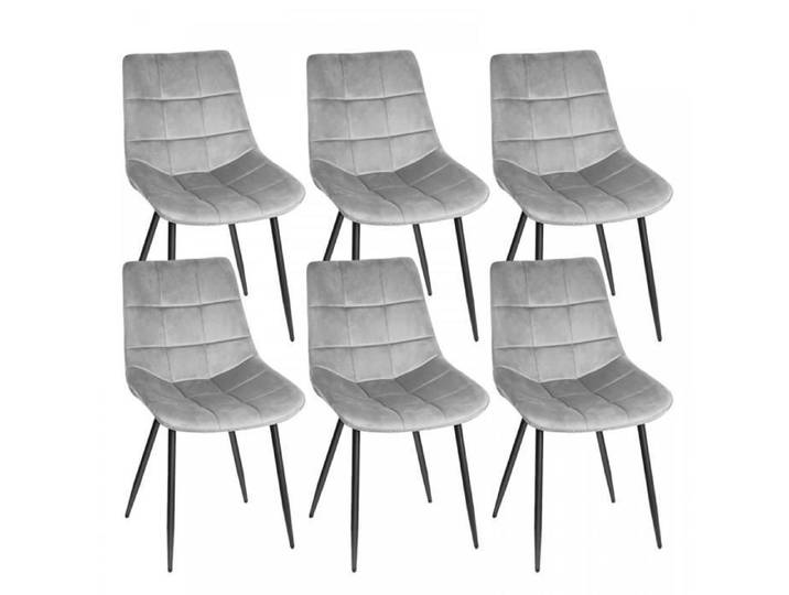 LVHCMFOHM Lot de 6 Chaises de Salle à Manger - Siège Rembourré en Velour - Chaise de Cuisine - Pieds en métal Noir - Gris