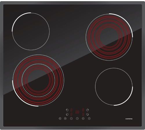 Confortec Placa de Vitrocerâmica  CFH6244VTC  60 cm  4 Zonas  Preto