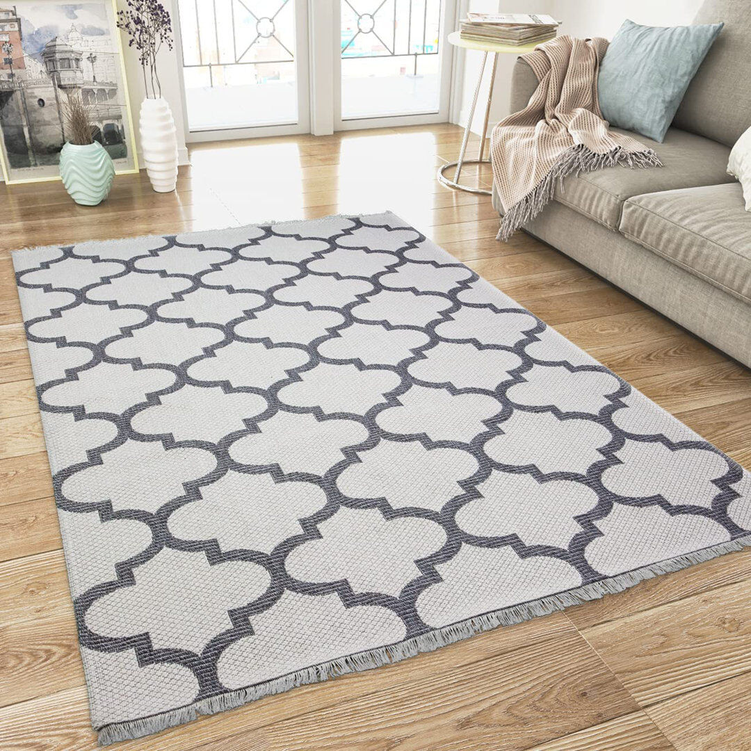 Marlow Home Co. Runner Ibanez Moroccan Cotton Hand Woven Area Rug Cream Rectangle 115 x 180cm