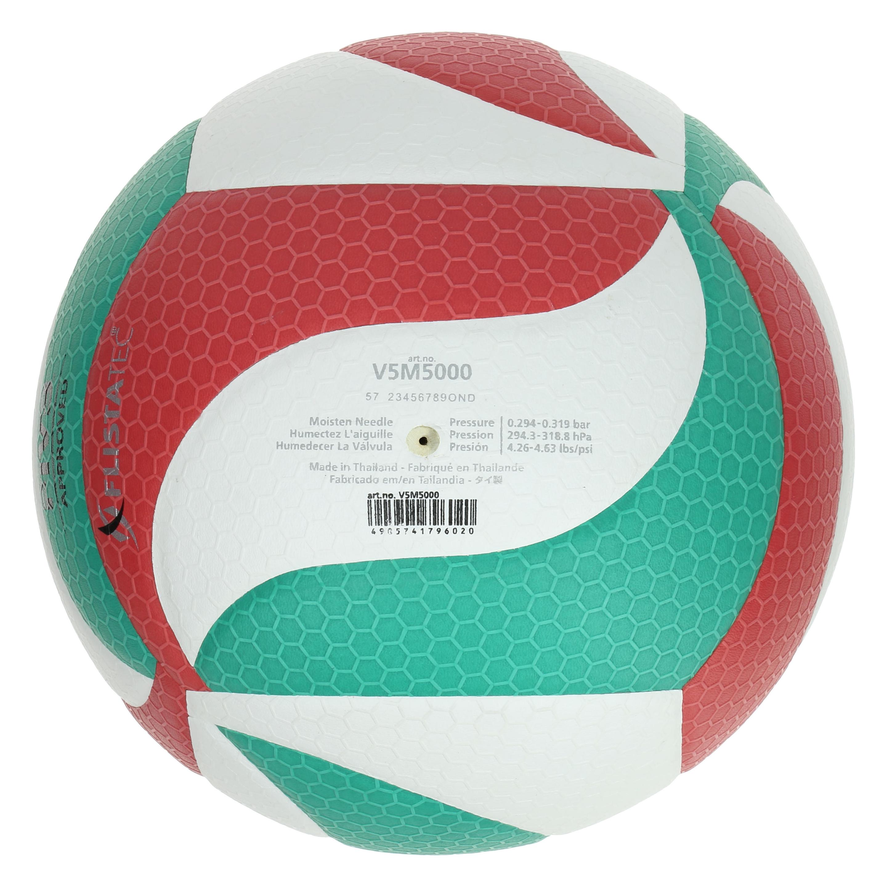 Molten Europe Volleyball Flistatec (Grösse: 5, Farbe: 001 weiss/rot/grün) (5) (4905741796020)