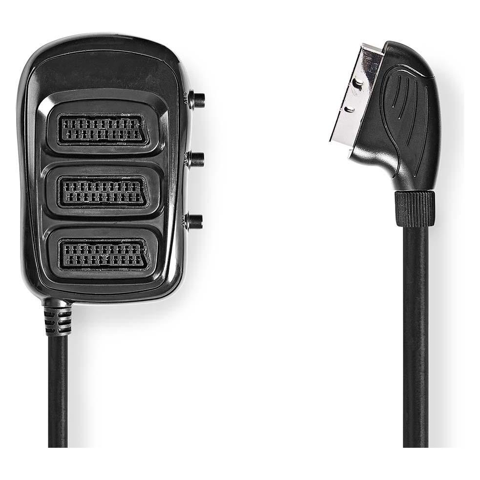 Nedis SCART-Schaltbox | SCART Stecker | 3x SCART Buchse | Vernickelt | Maximale Auflösung: 800x480 | (CVGB31835BK05)