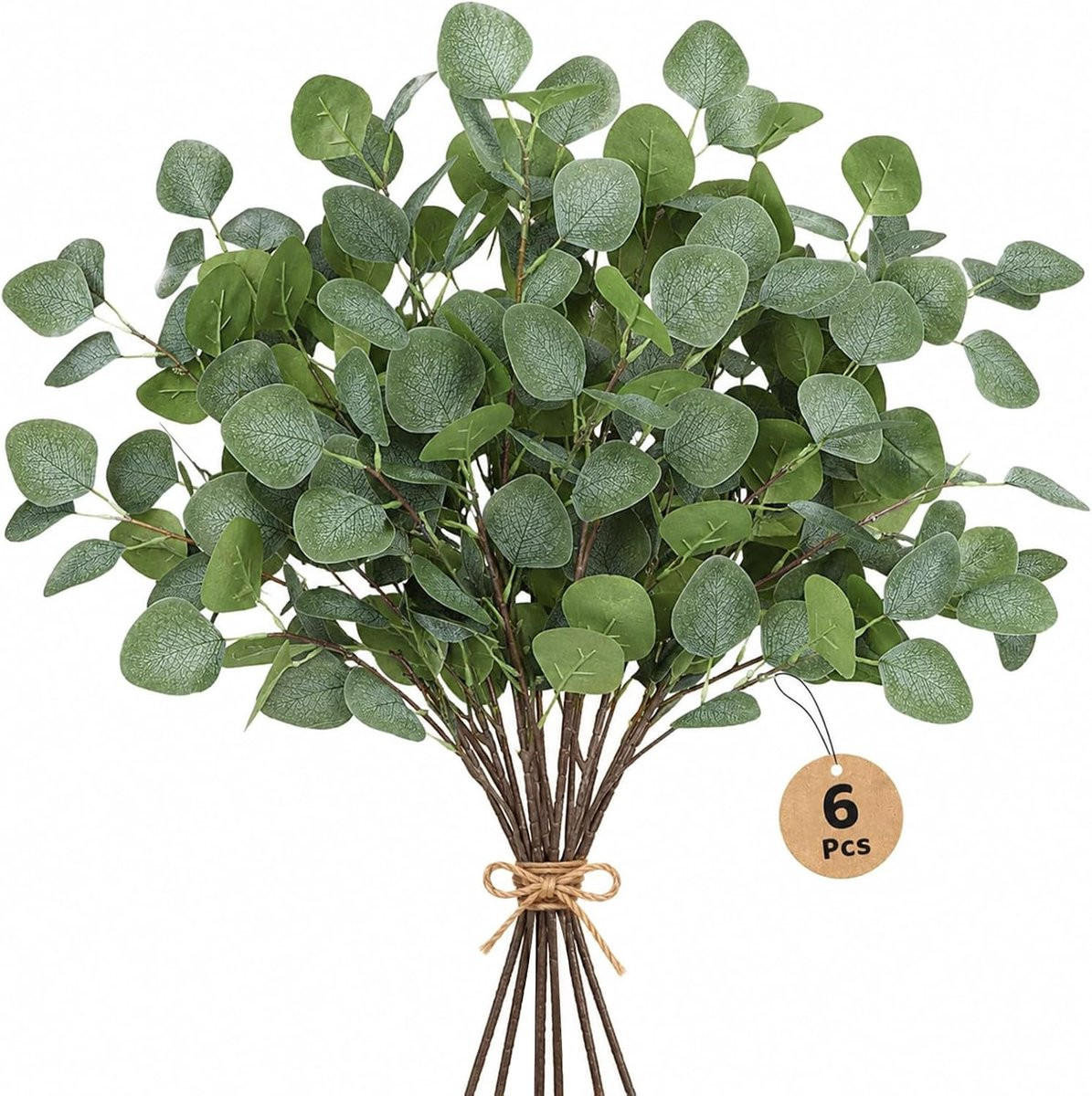 Set van 6 herbruikbare kunstmatige eucalyptusdecoraties, 92 cm