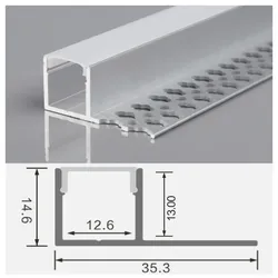 2m Alu Profil Unterputz Profil Trockenbau Schiene Kanal System mit Milchglas Abdeckung für LED-Streifen Profil H-14