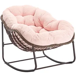 STILVORA Rattan-Schaukelstuhl Stahl Pink 90x106x78cm, ergonomisch, bis 113 kg