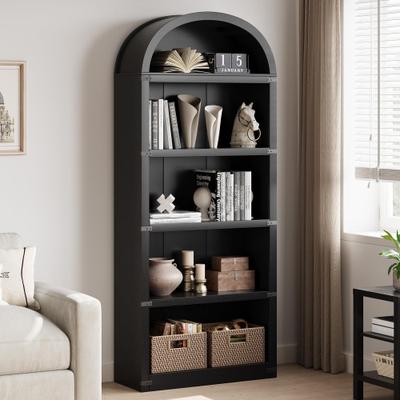 Garvee "71.7"" 5-Tier Arched Bookshelf, Open Display Cabinet w/ Shelves"