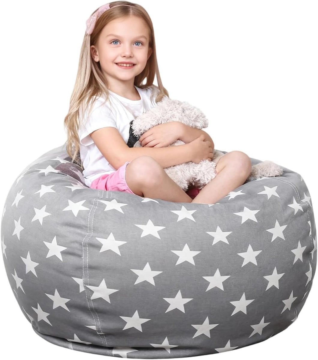 Knuffeldier opbergtas en zitzak voor kinderen met ritssluiting, 61 cm