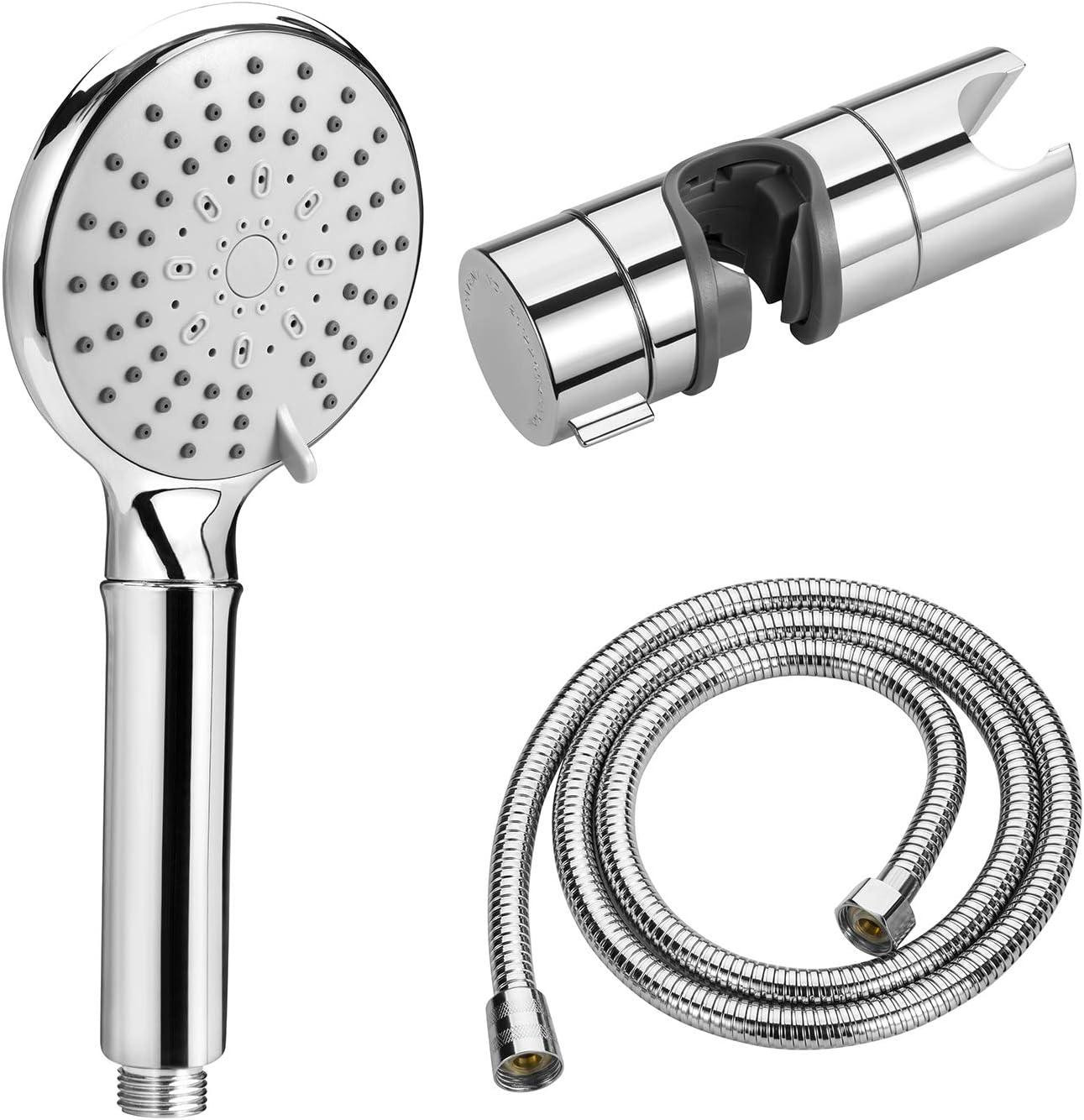 Verchroomde handdouche met 5 straalpatronen, slang van 150 cm en houder voor de badkamer