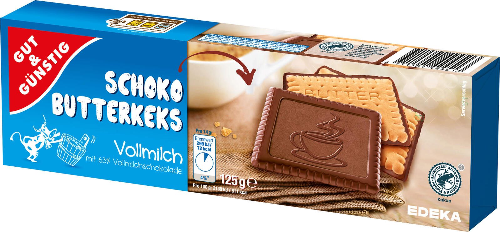 GUT&GÜNSTIG Schoko-Butterkeks Vollmilch 125,0 g 3318145009