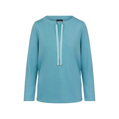Sweatshirt GOLDNER "Sweatshirt mit U-Boot-Ausschnitt", Damen, Gr. 48, türkis, Modern, lässig geschnitten, U-Boot-Ausschnitt, Gerade, Sweatshirts Sweatshirt, Tunnelzug Zierband am Ausschnitt