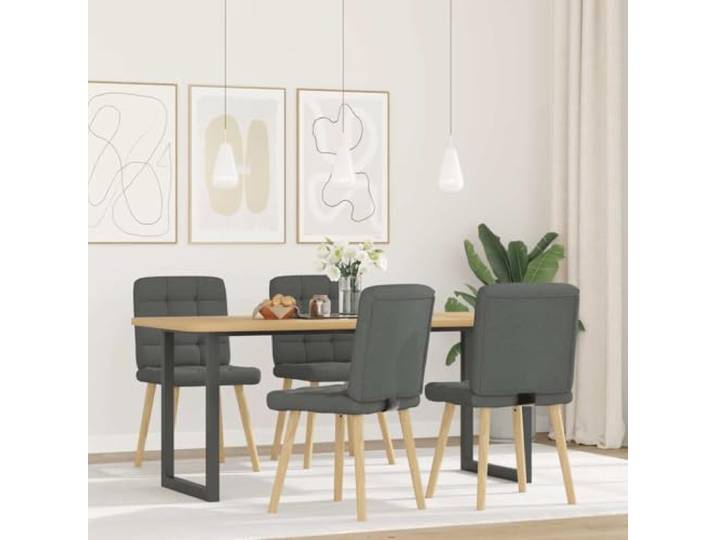KGHERMDF Esszimmerstühle 4 STK. Dunkelgrau Stoff Polyesterbezug, Metall-Holz-Gestell, Schaumstoffpolsterung, für Esszimmer und Wohnzimmer